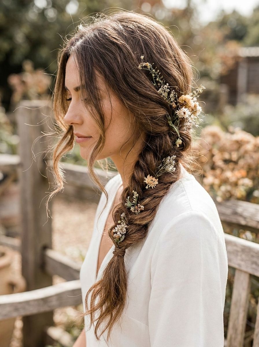 Boho Flechtfrisur mit lockerer Textur - Flechtfrisuren Hochzeit